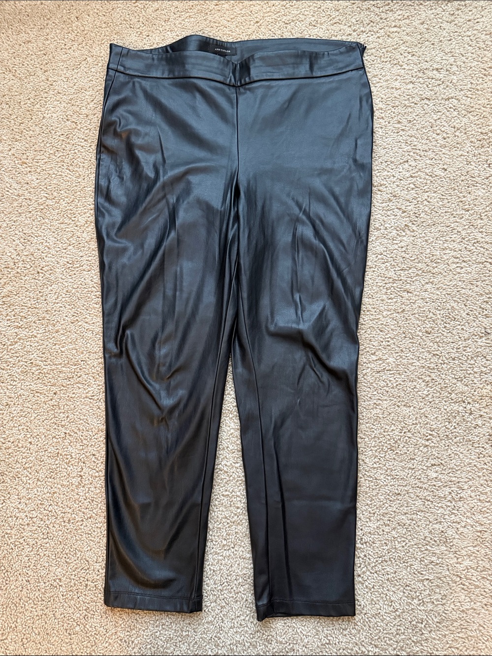 Ann Taylor Black Faux Leather Cropped Pants